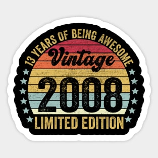 13th Birthday, 13 Year Old Gifts Vintage 2008 Limited Edition Sticker